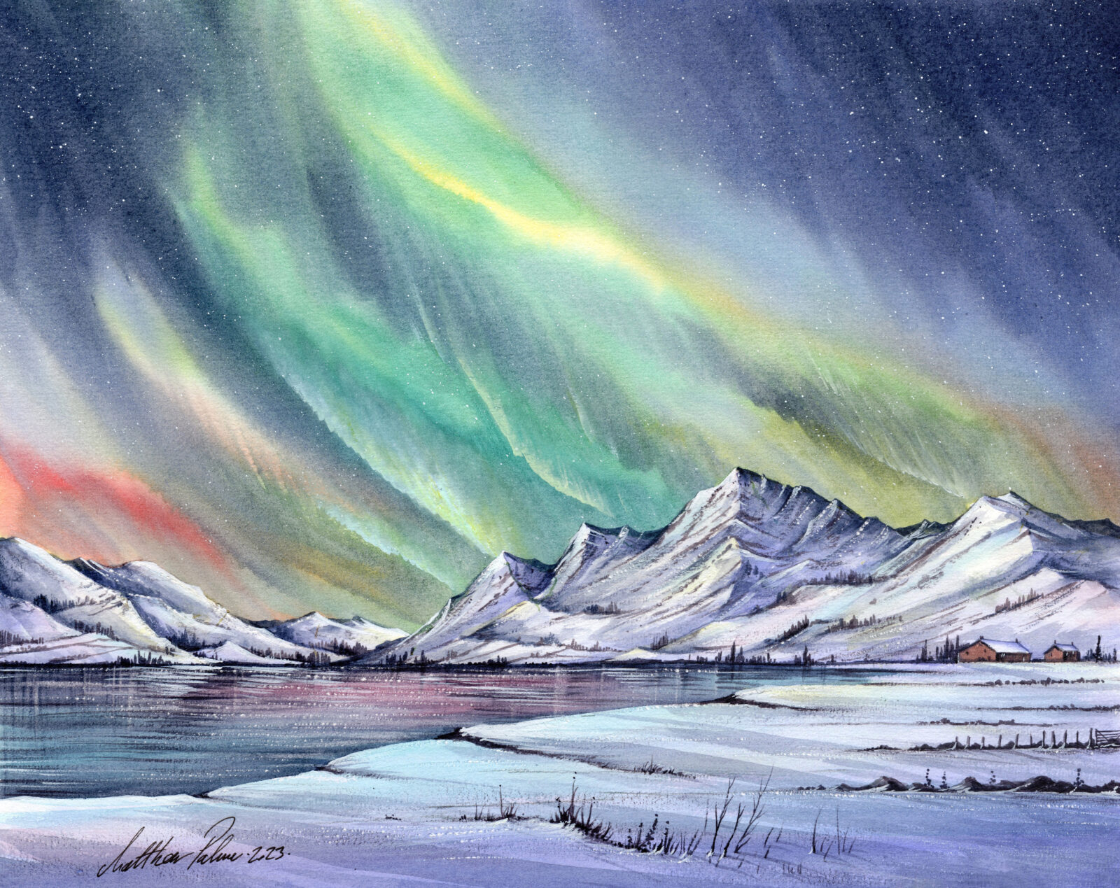 Over　The　Norwegian　Northern　Mountains　Lights　The　Watercolour　TV